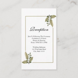 Tarjeta De Recepción Elegant Minimalist Greenery Wedding Reception