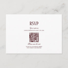 Tarjeta De Recepción Elegant Modern Burgundy Wedding QR Code RSVP
