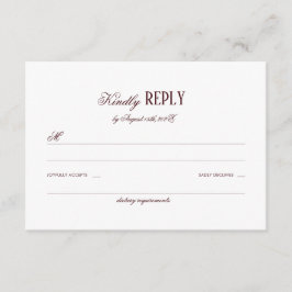 Tarjeta De Recepción Elegant Modern Burgundy Wedding Respond
