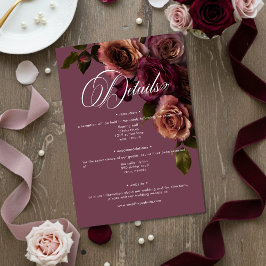 Tarjeta De Recepción Elegant Moody Soft Rust & Burgundy Floral Details