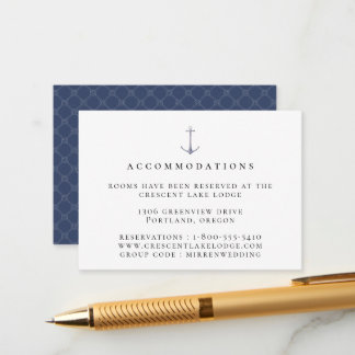 Tarjeta De Recepción Elegant Nautical Anchor Wedding Accommodations