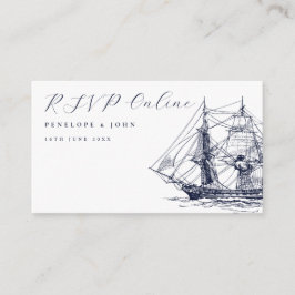 Tarjeta De Recepción Elegant Nautical Ship Illustration Wedding Website