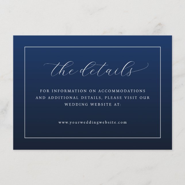 Tarjeta De Recepción Elegant Navy Blue Minimalist (Anverso)