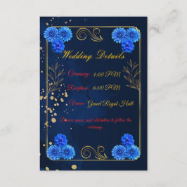 Tarjeta De Recepción Elegant Navy Blue Wedding Details Card Template