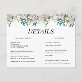 Tarjeta De Recepción Elegant Navy Blush Pink Wedding