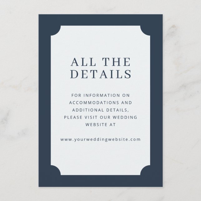 Tarjeta De Recepción Elegant Navy Minimalist Border (Anverso)
