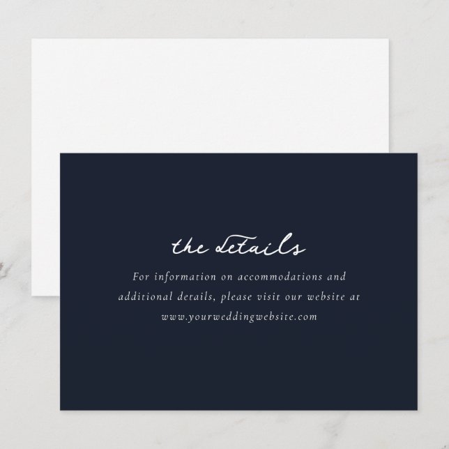 Tarjeta De Recepción Elegant Navy Minimalist Calligraphy (Anverso / Reverso)