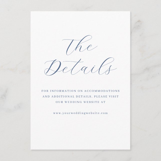 Tarjeta De Recepción Elegant Navy Minimalist Calligraphy (Anverso)