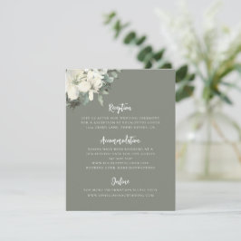 Tarjeta De Recepción Elegant Olive Green Floral Wedding Enclosure Card