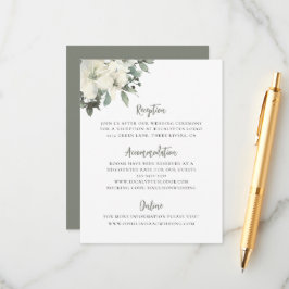 Tarjeta De Recepción Elegant Olive Green Floral Wedding Enclosure Card