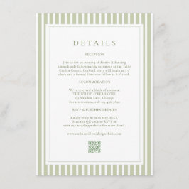 Tarjeta De Recepción Elegant Olive Green Wedding Details Card