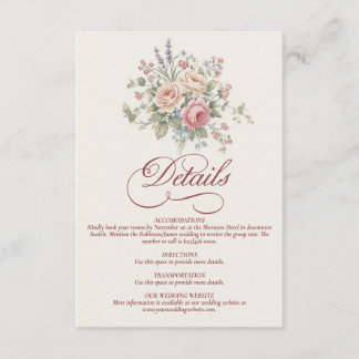 Tarjeta De Recepción Elegant Pastel Roses Shabby Chic Wedding