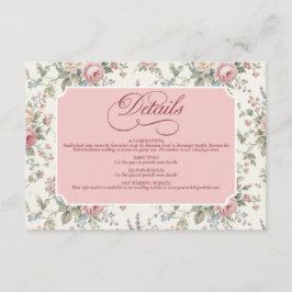 Tarjeta De Recepción Elegant Pastel Roses Shabby Chic Wedding
