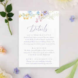 Tarjeta De Recepción Elegant Pastel Wildflower Garden Wedding Details