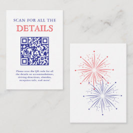 Tarjeta De Recepción Elegant Patriotic Fireworks Wedding Detail QR Code