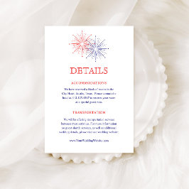 Tarjeta De Recepción Elegant Patriotic Fireworks Wedding Guest Details