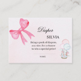 Tarjeta De Recepción Elegant Pink Baby Shower Diaper Raffle Card – Girl
