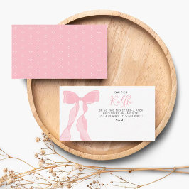 Tarjeta De Recepción Elegant Pink Bow Baby Shower Diaper Raffle Ticket