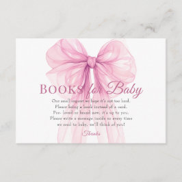 Tarjeta De Recepción Elegant Pink Bow Books for Baby Request Card