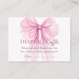 Tarjeta De Recepción Elegant Pink Bow Diaper Raffle Tickets