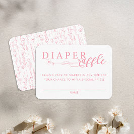 Tarjeta De Recepción Elegant Pink Floral Baby Shower Diaper Raffle