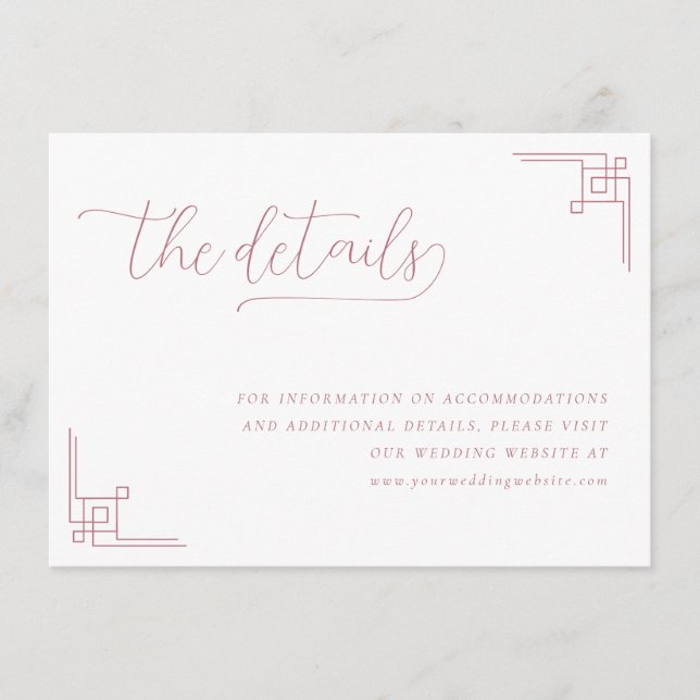 Tarjeta De Recepción Elegant Pink Geometric Details (Anverso)