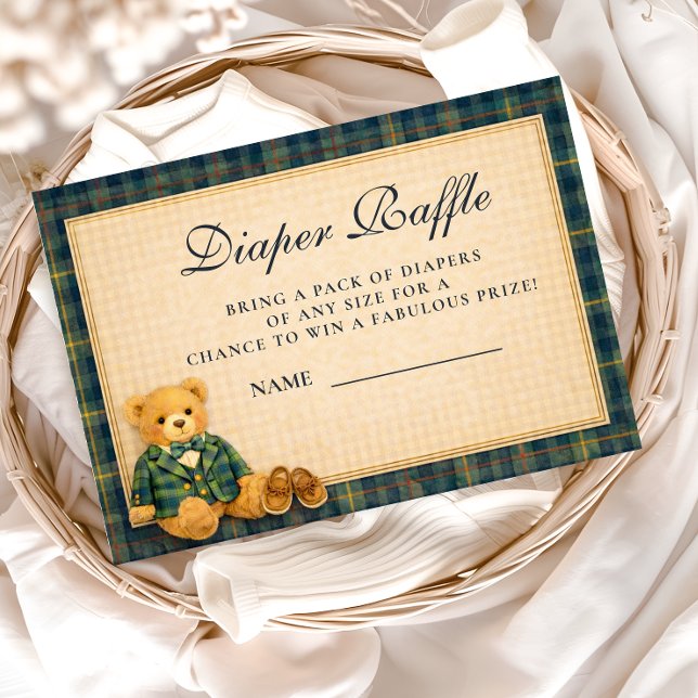 Tarjeta De Recepción Elegant Preppy Teddy Bear Diapper Raffle (Subido por el creador)