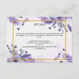 Tarjeta De Recepción Elegant Purple Watercolor wedding