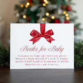 Tarjeta De Recepción Elegant Red Bow Christmas Books For Baby