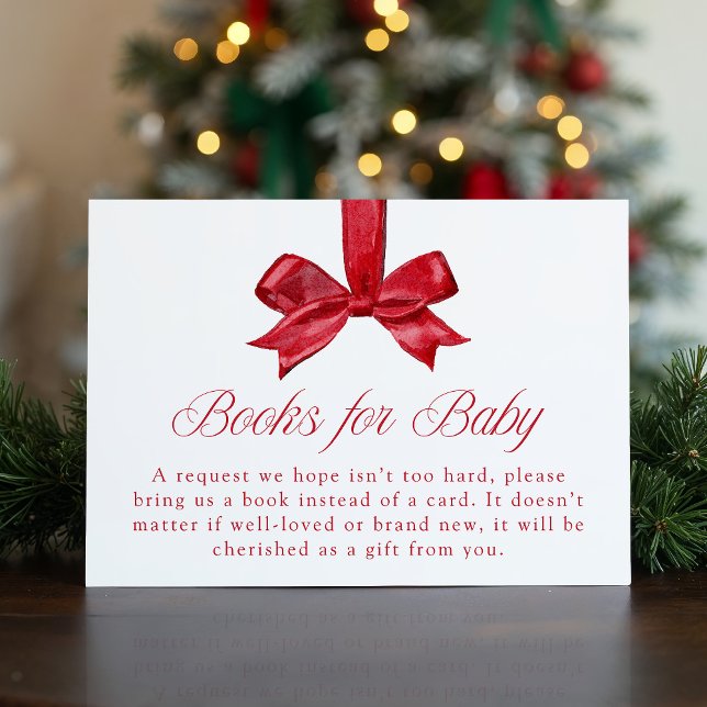 Tarjeta De Recepción Elegant Red Bow Christmas Books For Baby (Subido por el creador)
