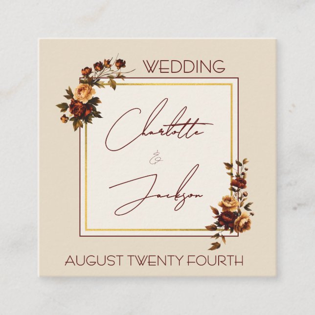 Tarjeta De Recepción Elegant Romantic Rusty Rose Autumn Wedding (Anverso)