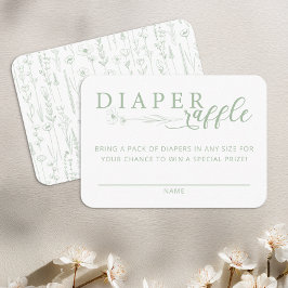 Tarjeta De Recepción Elegant Sage Floral Baby Shower Diaper Raffle
