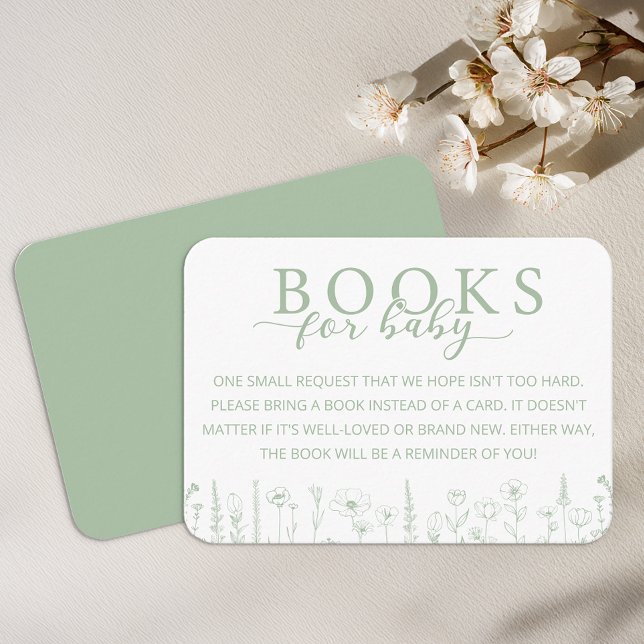 Tarjeta De Recepción Elegant Sage Green Books for Baby Card (Books for Baby - Sage Green)