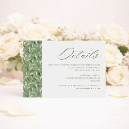 Tarjeta De Recepción Elegant Sage Green Botanical Wedding Details