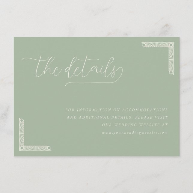 Tarjeta De Recepción Elegant Sage Green Calligraphy (Anverso)
