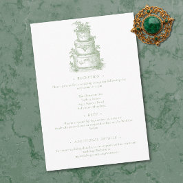 Tarjeta De Recepción Elegant Sage Green Toile French Manor Wedding