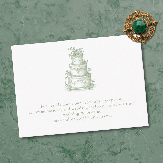 Tarjeta De Recepción Elegant Sage Green Toile French Manor Wedding  (Elegant Sage Green Toile French Manor Wedding Enclosure Card)