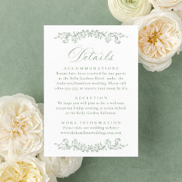 Tarjeta De Recepción Elegant Sage Green Victorian Floral Wedding Detail