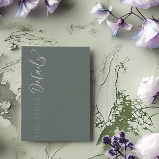 Tarjeta De Recepción Elegant Sage Green Wedding Details