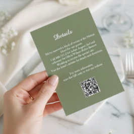 Tarjeta De Recepción Elegant Sage Green Wedding Details Enclosure Card