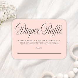 Tarjeta De Recepción Elegant Script Pink Girl Baby Shower Diaper Raffle