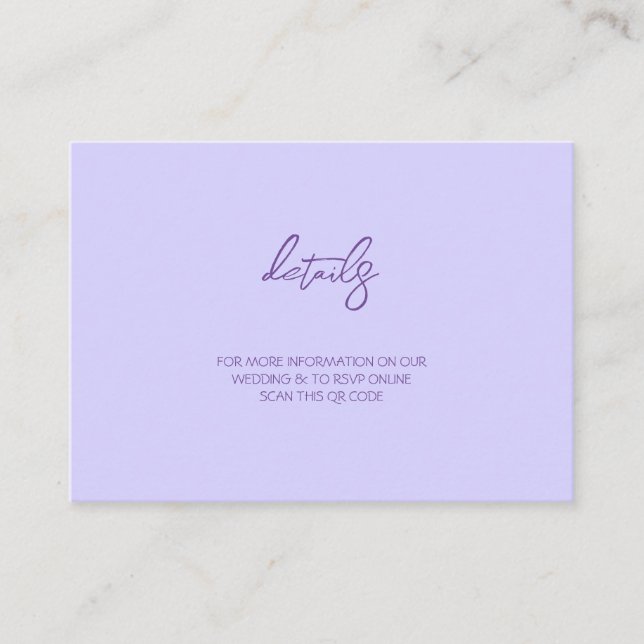 Tarjeta De Recepción Elegant Solid Purple Lavender (Anverso)
