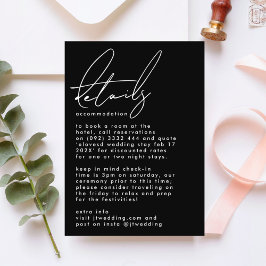 Tarjeta De Recepción Elegant Stylish Custom Names Black White Wedding