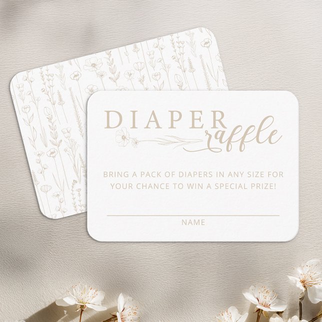 Tarjeta De Recepción Elegant Taupe Neutral Baby Shower Diaper Raffle (Diaper Raffle Card)