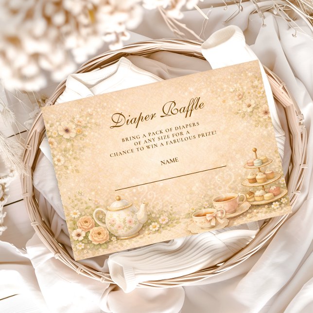Tarjeta De Recepción Elegant Tea Garden Diapper Raffle (Subido por el creador)