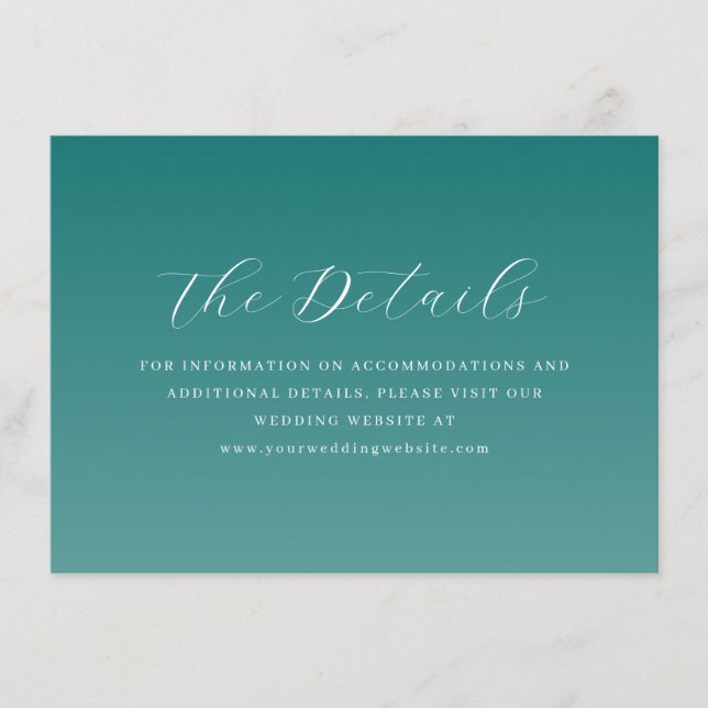 Tarjeta De Recepción Elegant Teal Typographic (Anverso)