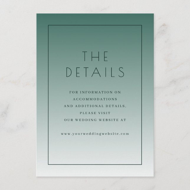 Tarjeta De Recepción Elegant Teal Wedding Details Card (Anverso)