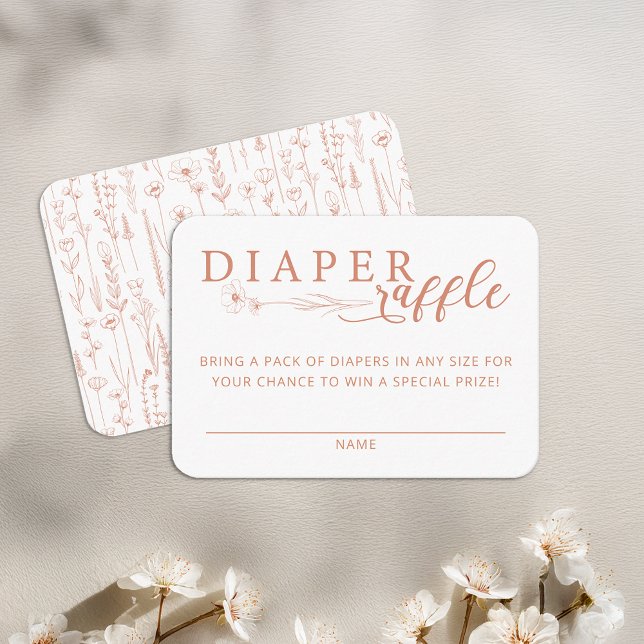 Tarjeta De Recepción Elegant Terracotta Baby Shower Diaper Raffle (Terracotta Diaper Raffle Card)