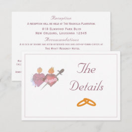 Tarjeta De Recepción Elegant Two Hearts Catholic Wedding 