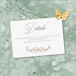 Tarjeta De Recepción Elegant Victorian Pastel Floral Bow Wedding Detail